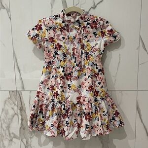 Janie and Jack Floral Ruffle Dress Fully Lined Girls Flower Fall Sz 4 EUC